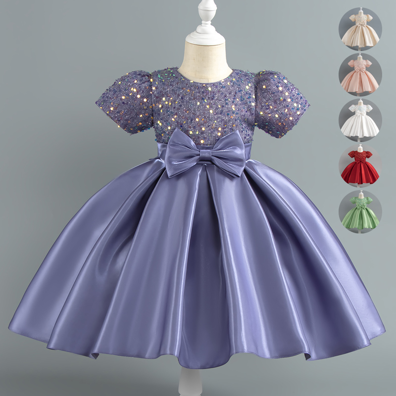 Baby Xmas Clothing - 女の赤ちゃんクリスマスドレススパンコール半袖パーティードレス誕生日幼児ドレス結婚式プリンセスドレス子供女の子高級カウ