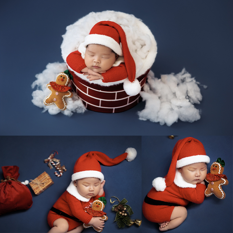 Baby Clothing Onesies - 新生児のためのサンタクロースのコスプレ衣装,写真の服,クリスマスの帽子,ロンパースの撮影セット,新年,装飾,幼児