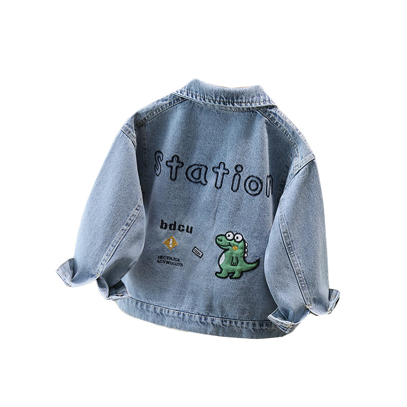 Baby Clothing Size - かわいいスタイルベビー子供デニムジャケット恐竜子供のための少年少女カジュアルジーンズコート素敵な赤ちゃん恐竜衣装服 2-11 T