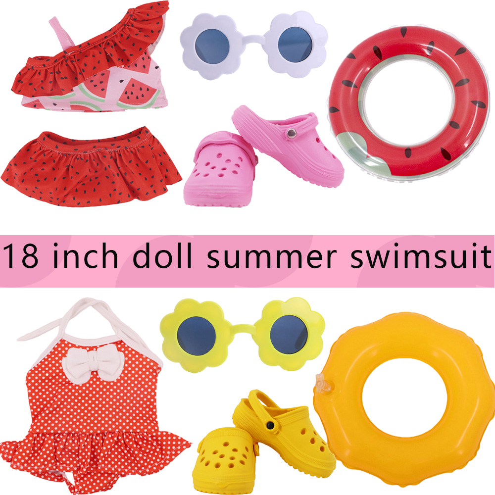 Baby Clothing Unisex - ヘッドフラワー水着魚鱗スタイル 43 センチメートルベビードールアイテム & 18 インチアメリカンドールガール、世代アクセサリー服用