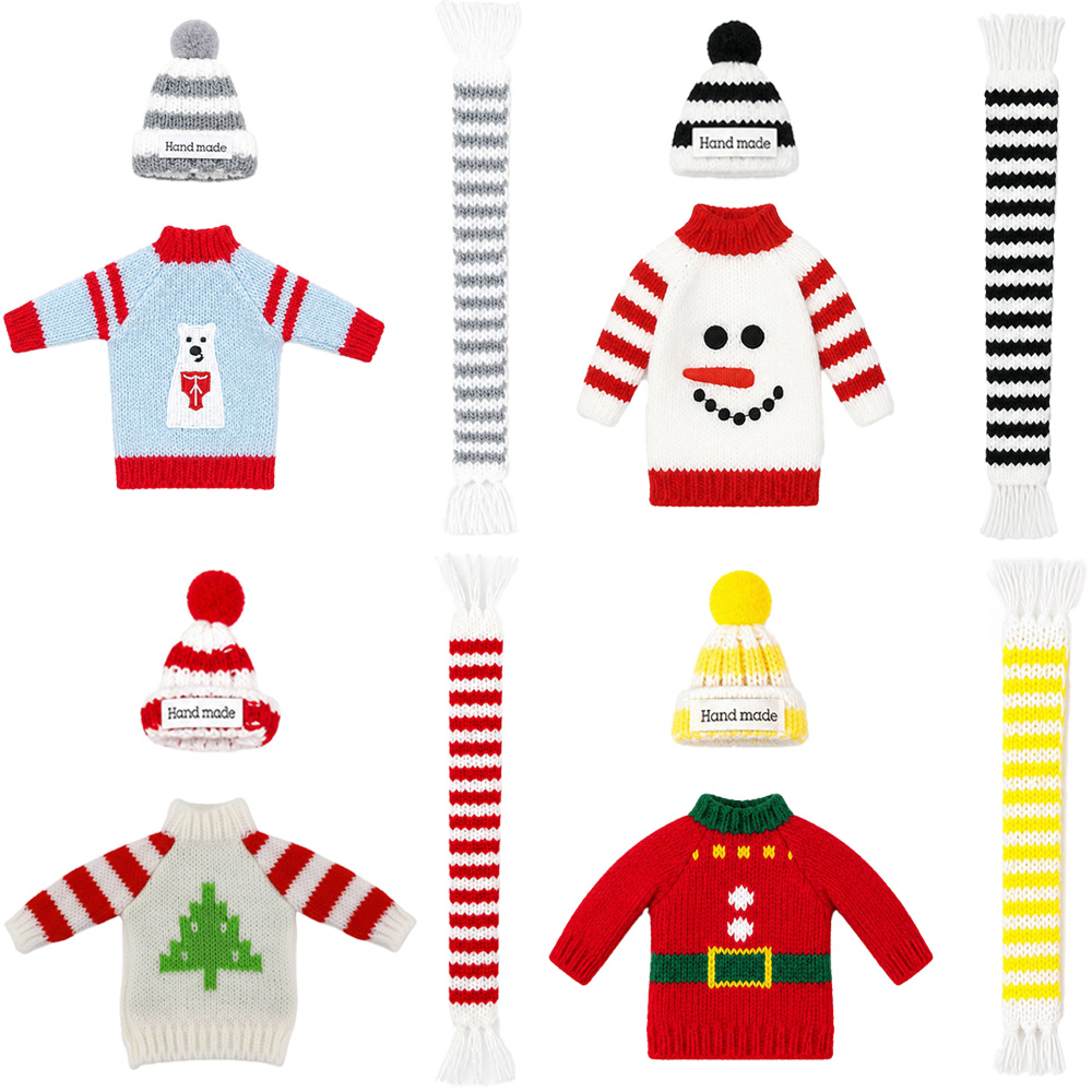 Baby Xmas Clothing - クリスマスドール用セーター、ニット帽、スカーフ、エルフドール用、バビ11.8インチ(30cm)ドール服アクセサリー、クリスマスギフト、女の子向けおもちゃ