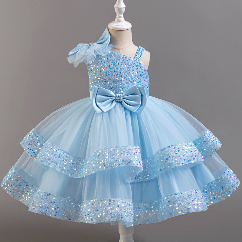 小さな女の子のための花柄の短いスパンコールドレス,誕生日パー - Baby Xmas Clothing のレビューと価格