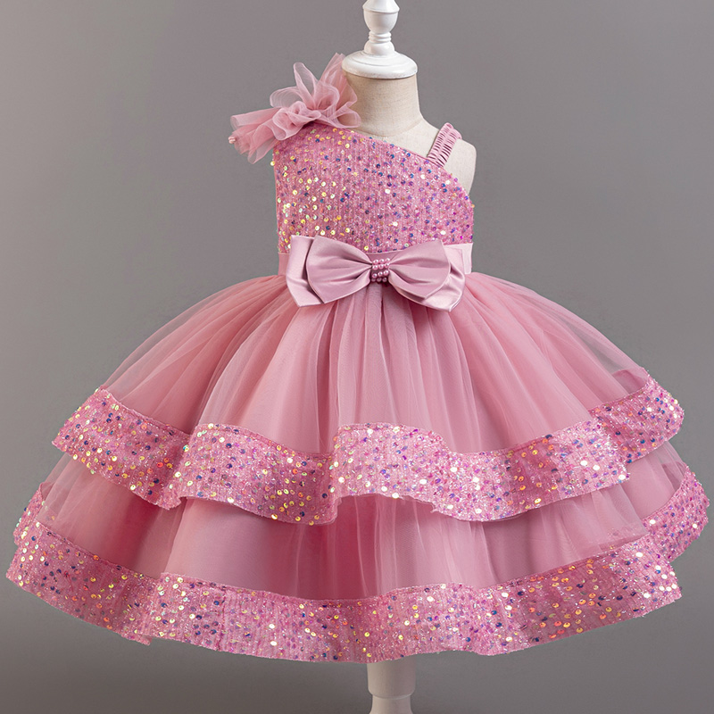 小さな女の子のための花柄の短いスパンコールドレス,誕生日パー - Baby Xmas Clothing のレビューと価格