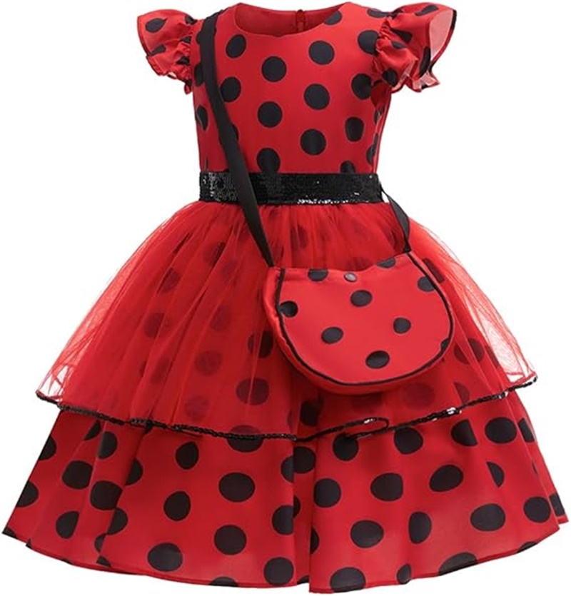女の子コスプレ衣装水玉赤いドレスバッグ手袋マスクイヤリング子 - Baby Clothing Size のレビューと価格
