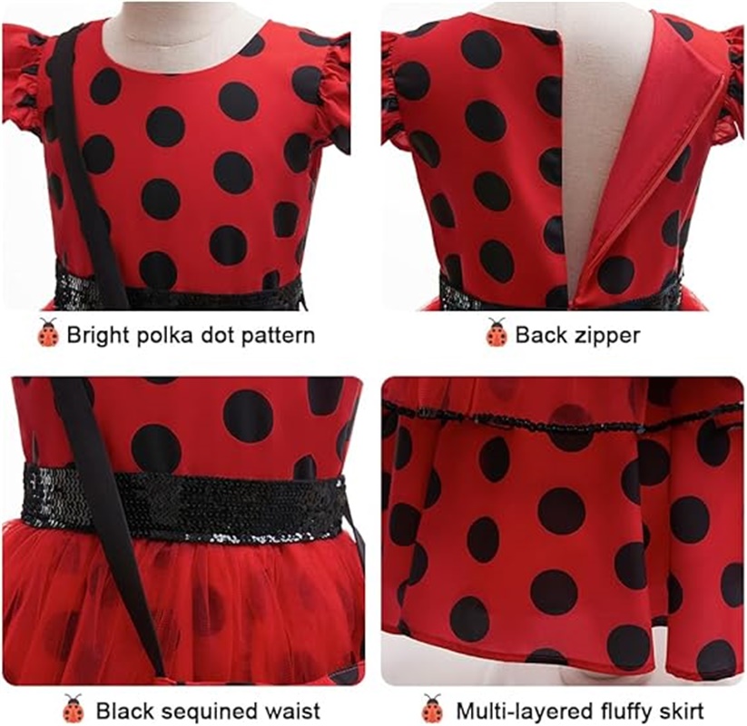 女の子コスプレ衣装水玉赤いドレスバッグ手袋マスクイヤリング子 - Baby Clothing Size のレビューと価格