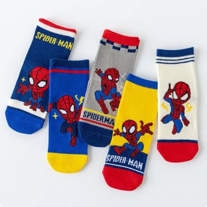 5足セット スパイダー柄子供用靴下 アニメ キッズ 男の子  - Baby Clothing Boy のレビューと価格