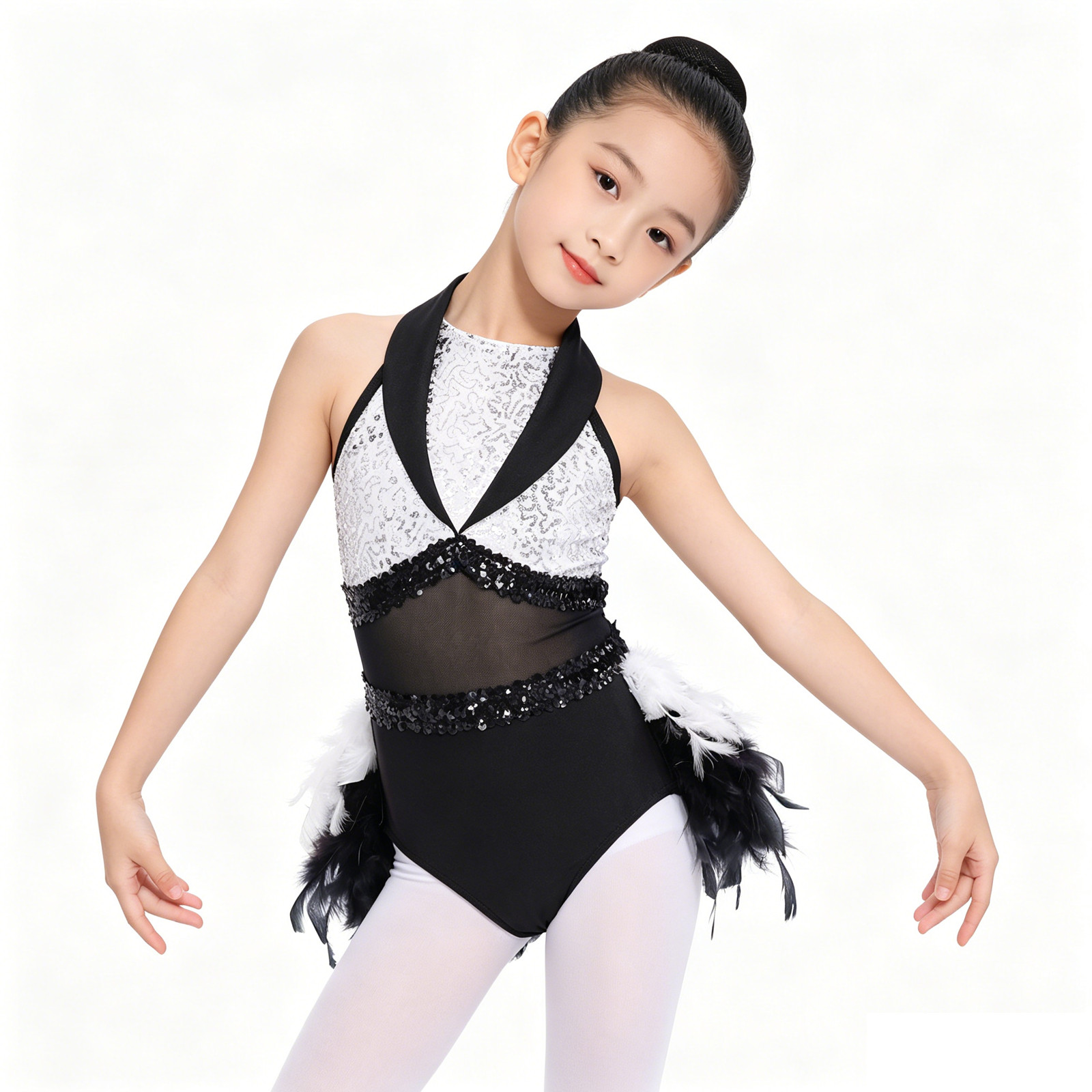 十代の女の子ノースリーブスパンコールシアーメッシュフェザーラ - Baby Clothing Size のレビューと価格