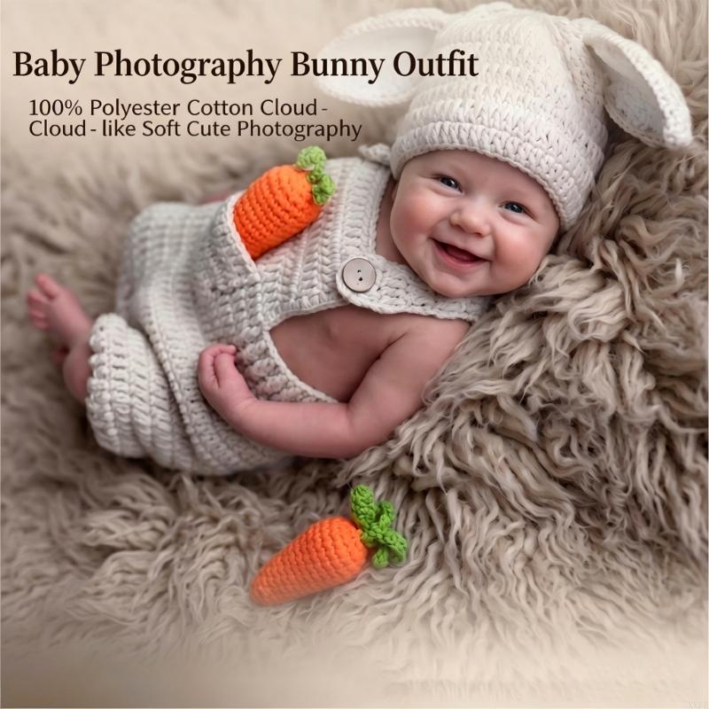 かぎ針編みニット新生児写真撮影小道具服ウサギテーマベビーロン - Baby Clothing Onesies のレビューと価格