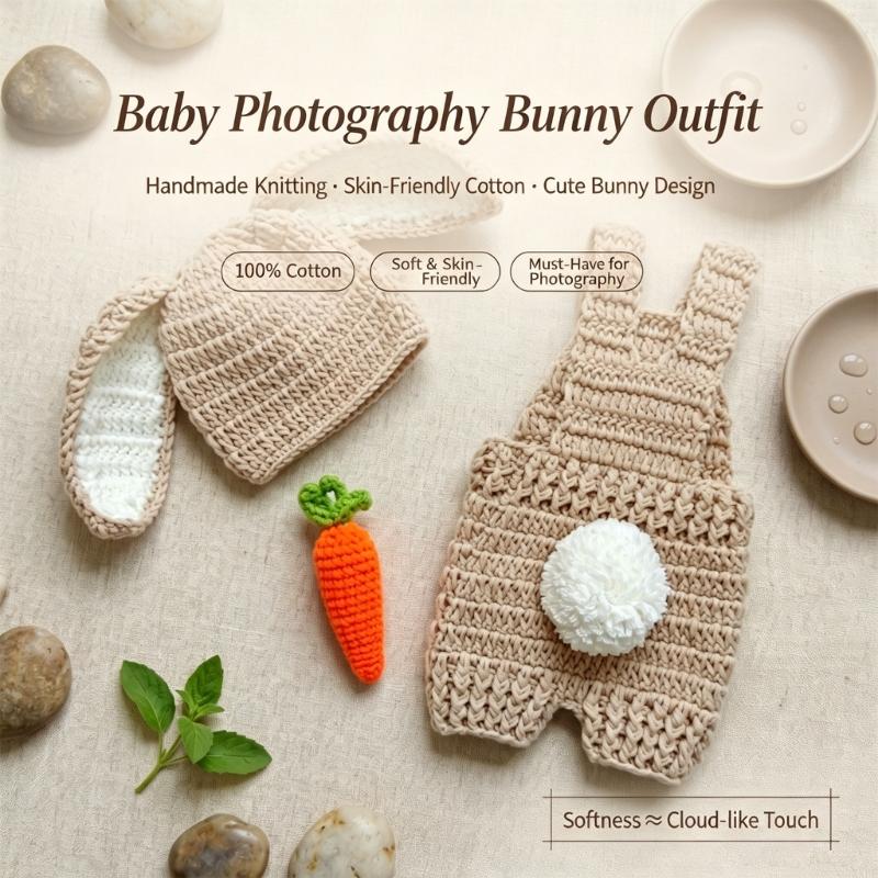 かぎ針編みニット新生児写真撮影小道具服ウサギテーマベビーロン - Baby Clothing Onesies のレビューと価格