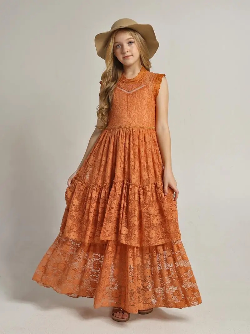 女の子用花柄ドレス、レースコットンワンピース、ベビー・キッズ - Baby Xmas Clothing のレビューと価格