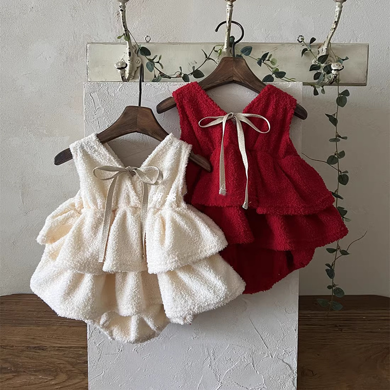 2025年冬新作 ベビーガール ノースリーブフリースボディス - Baby Xmas Clothing のレビューと価格