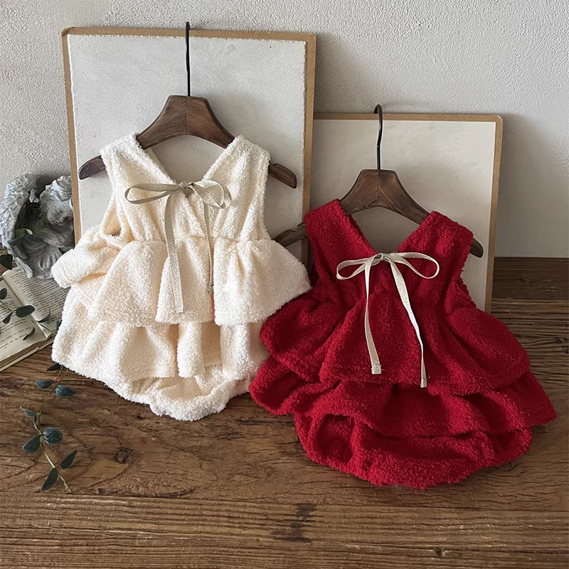 2025年冬新作 ベビーガール ノースリーブフリースボディス - Baby Xmas Clothing のレビューと価格