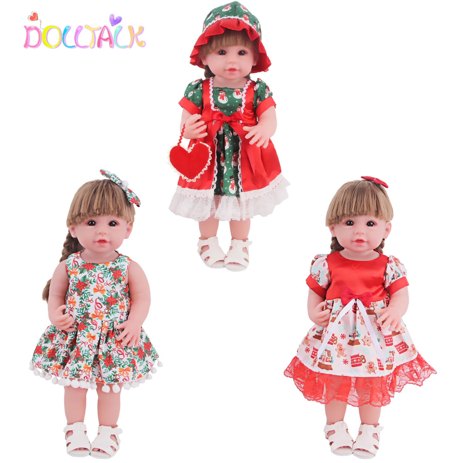女の子のための生まれ変わった人形の服セット,スカートの衣装, - Baby Xmas Clothing のレビューと価格