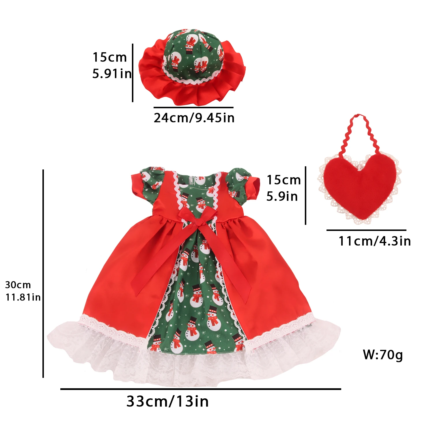 女の子のための生まれ変わった人形の服セット,スカートの衣装, - Baby Xmas Clothing のレビューと価格