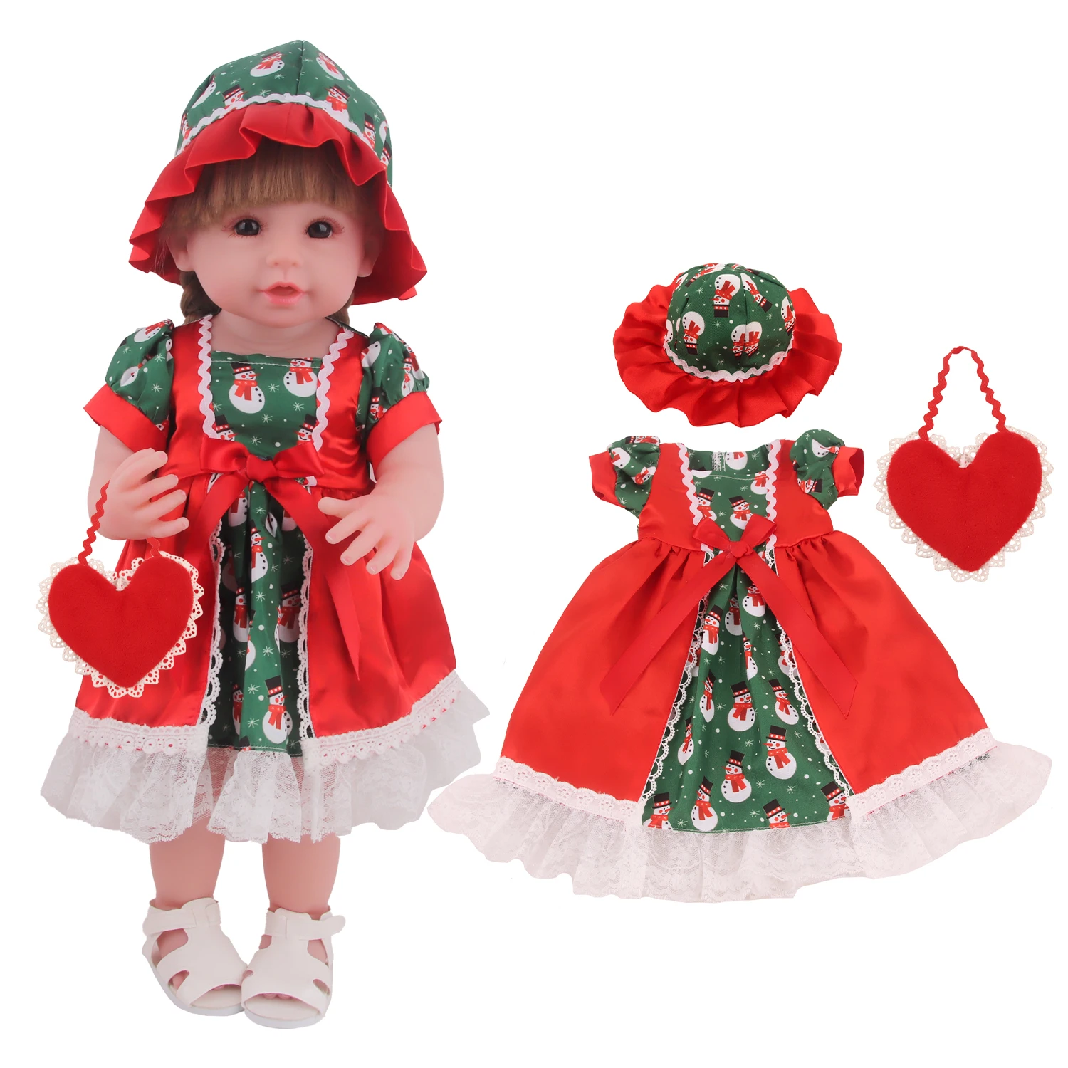 女の子のための生まれ変わった人形の服セット,スカートの衣装, - Baby Xmas Clothing のレビューと価格