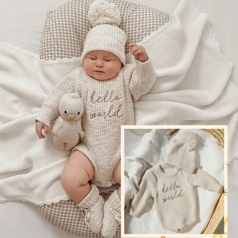 Ylsteed Hello World 編み物新生児写真ロン - Baby Clothing Onesies のレビューと価格